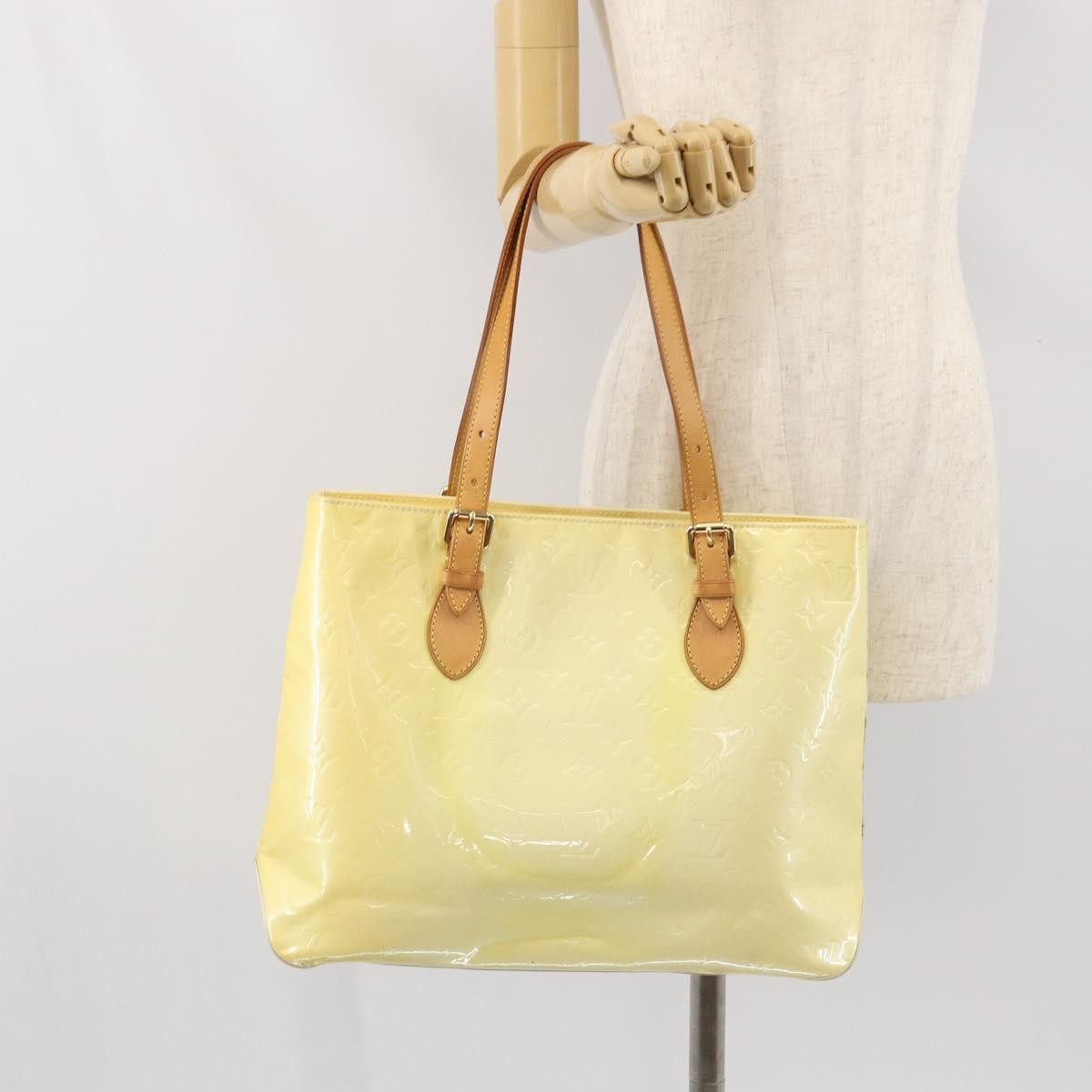 Louis Vuitton Brentwood Handbag Monogram Vernis Yellow Patent_Leather Tote Bag