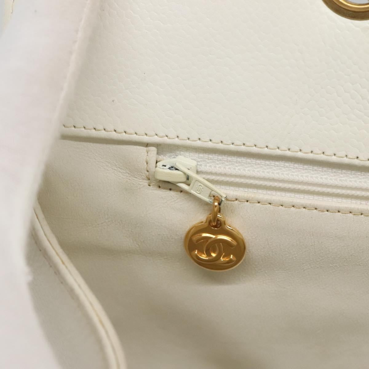 Chanel Vintage Grand Shopping Tote Quilted Caviar White Leather Bag