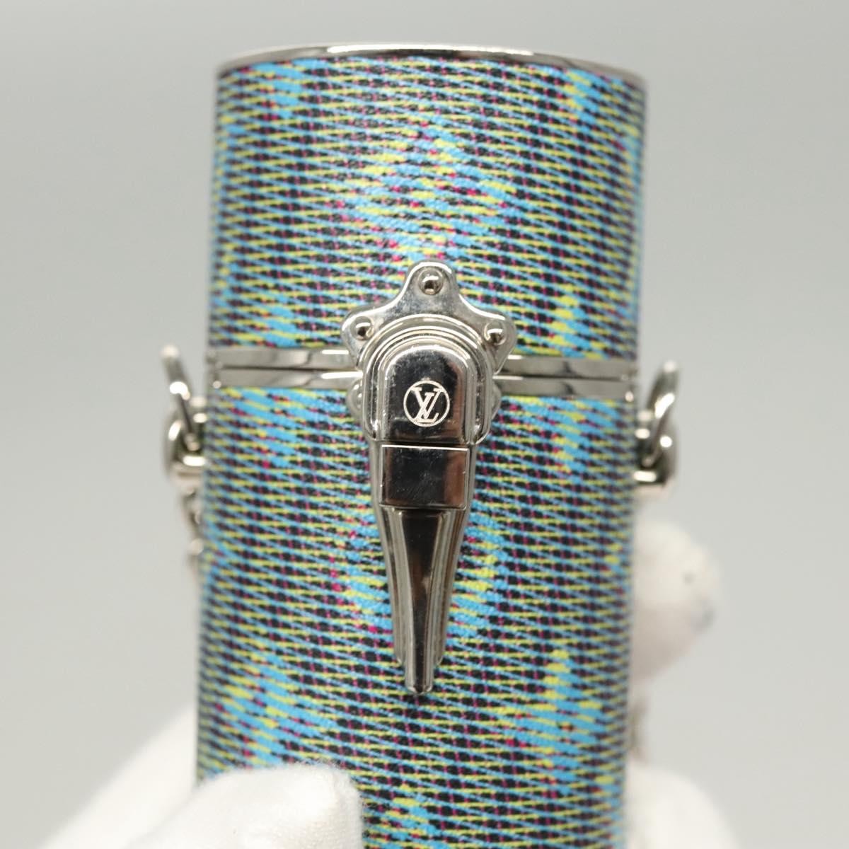 Louis Vuitton Lipstick Case On Chain Damier Monogram Lv Pop Canvas Blue Canvas Clutche & Pouche Bag