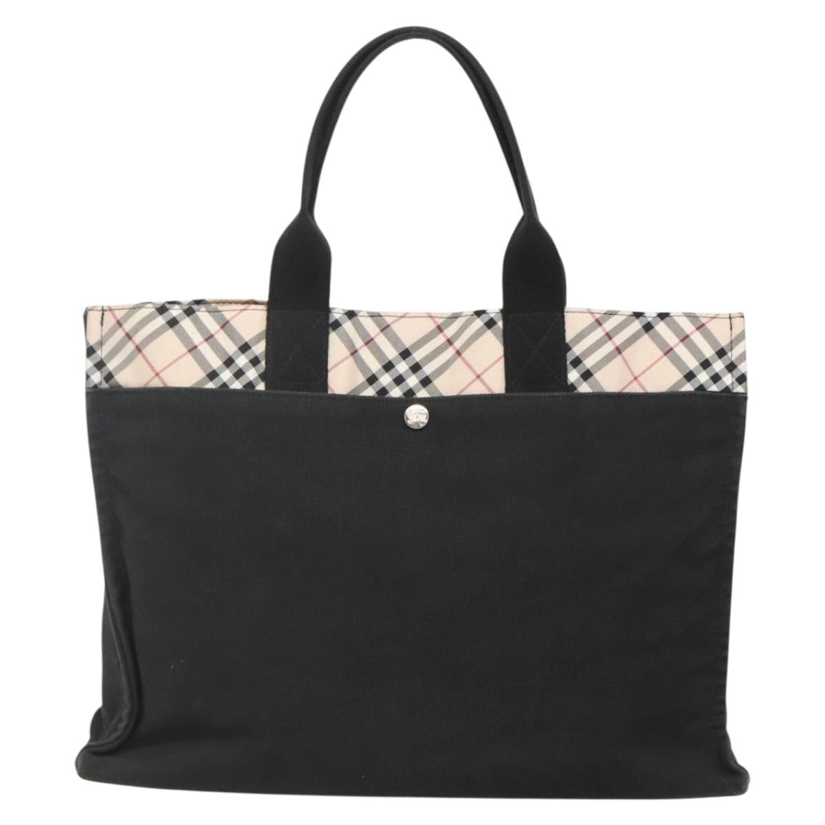 Burberry Nova Check Tote Canvas Check Pattern Black Canvas Tote Bag