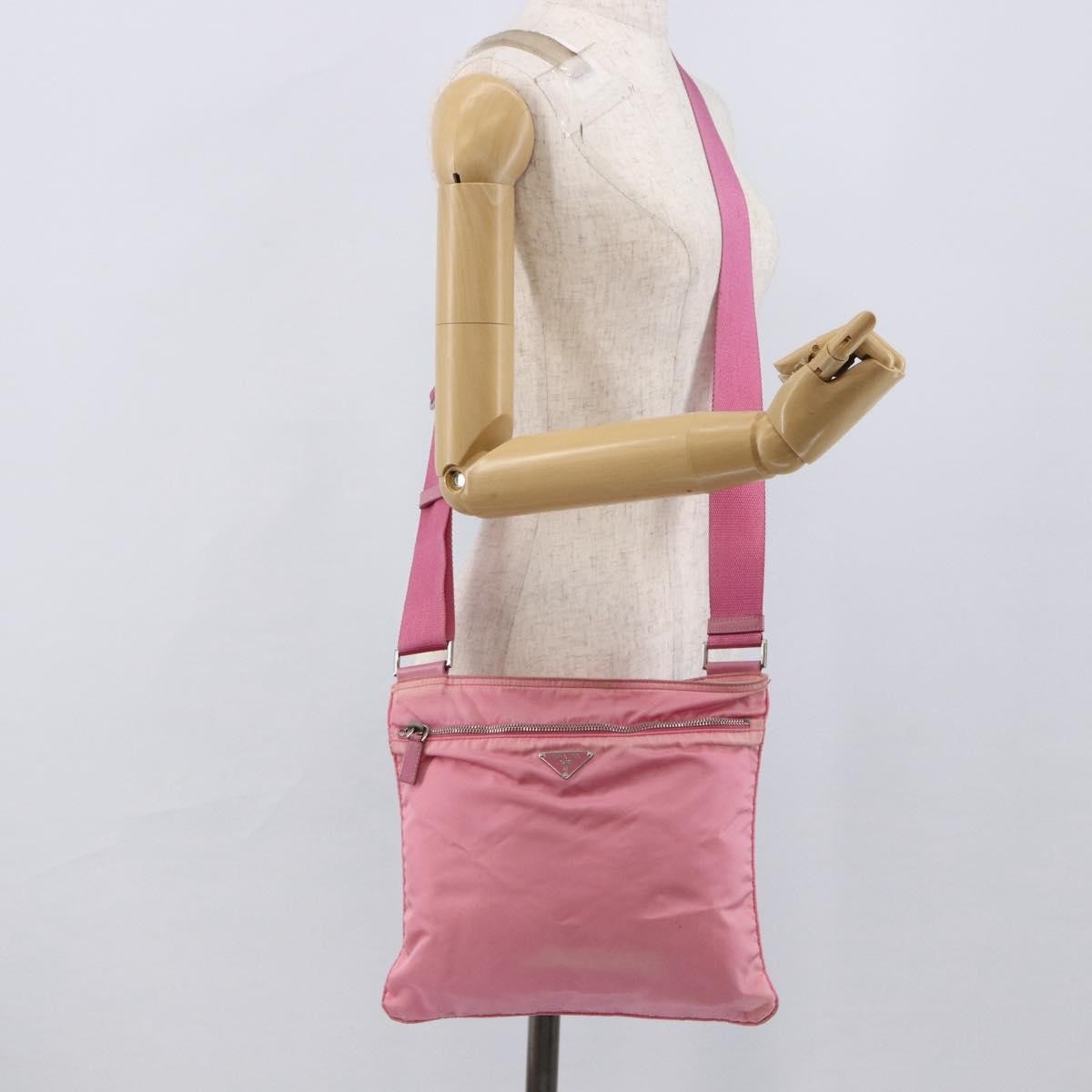 Prada Front Pocket Messenger Bag Tessuto Pink Nylon Shoulder Bag Bag