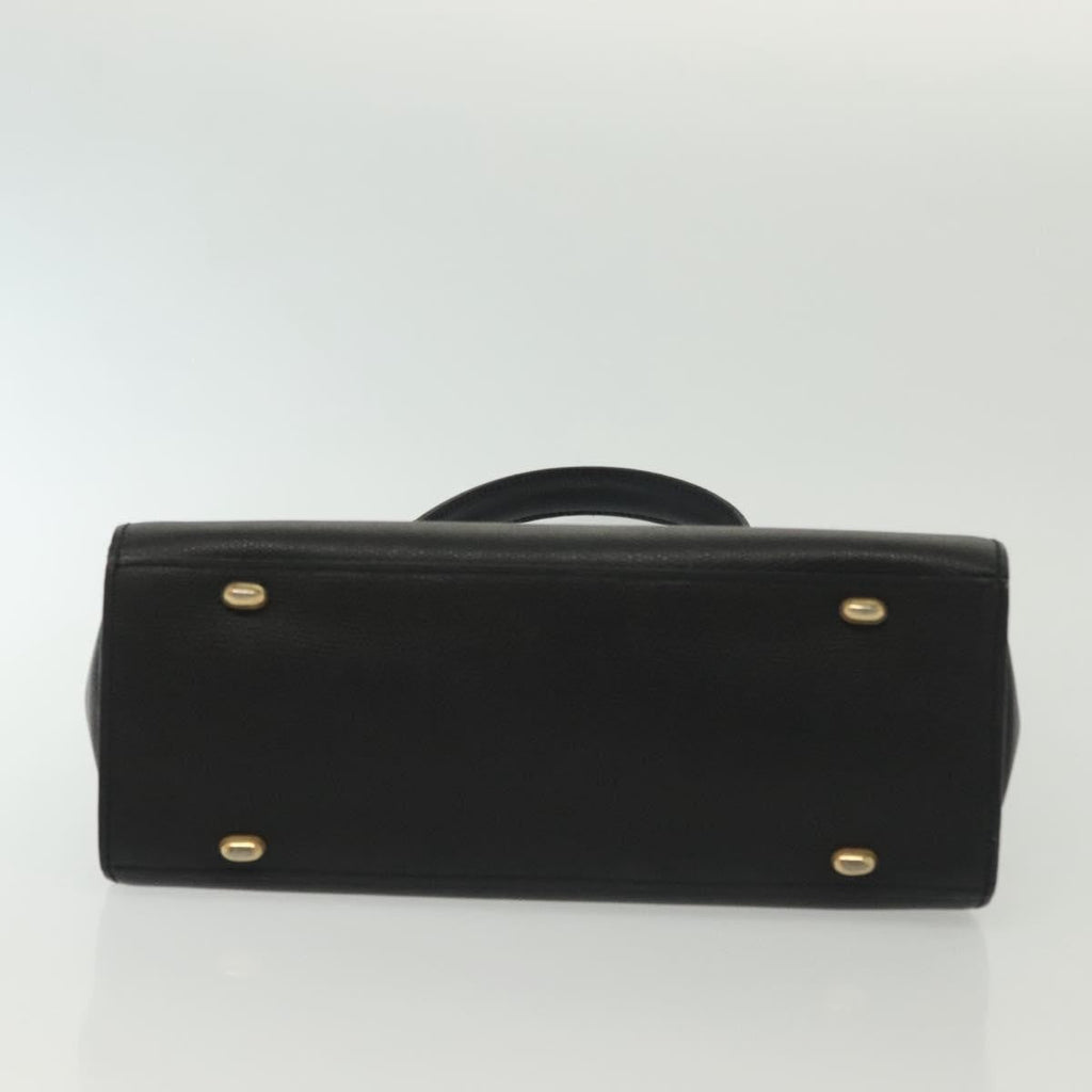 Celine Vintage Convertible Turnlock Top Handle Bag Leather Black Leather Bag