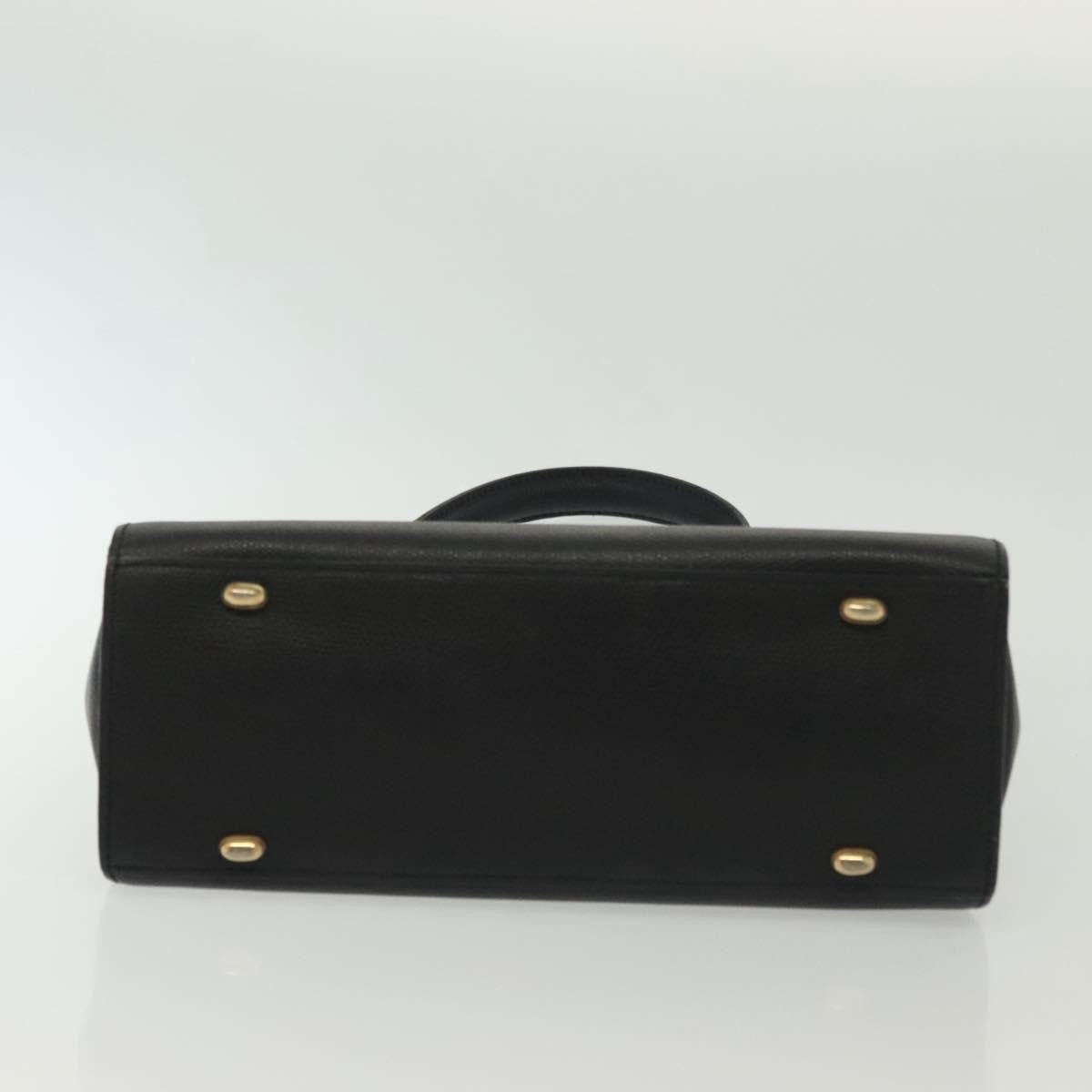 Celine Vintage Convertible Turnlock Top Handle Bag Leather Black Leather Bag