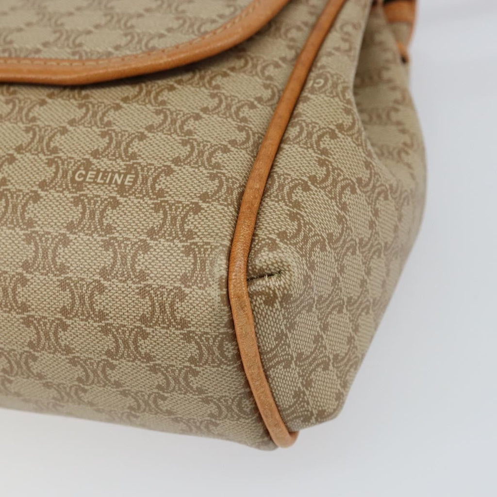 Celine Vintage Macadam Shoulder Bag Canvas And Leather Beige Canvas Shoulder Bag Bag