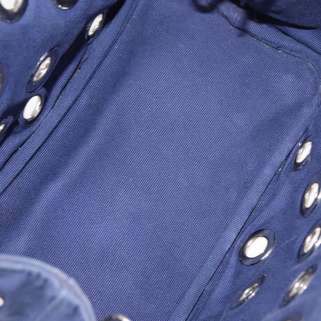 Prada Canapa Convertible Tote Grommet Embellished Canvas Blue Canvas Tote Bag Bag