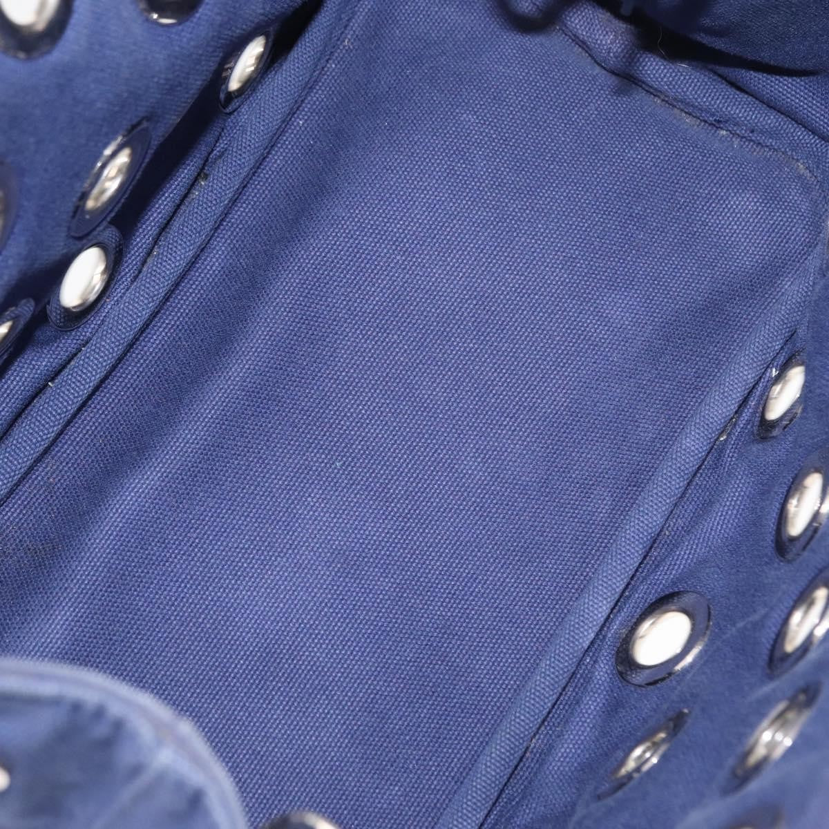 Prada Canapa Convertible Tote Grommet Embellished Canvas Blue Canvas Tote Bag Bag