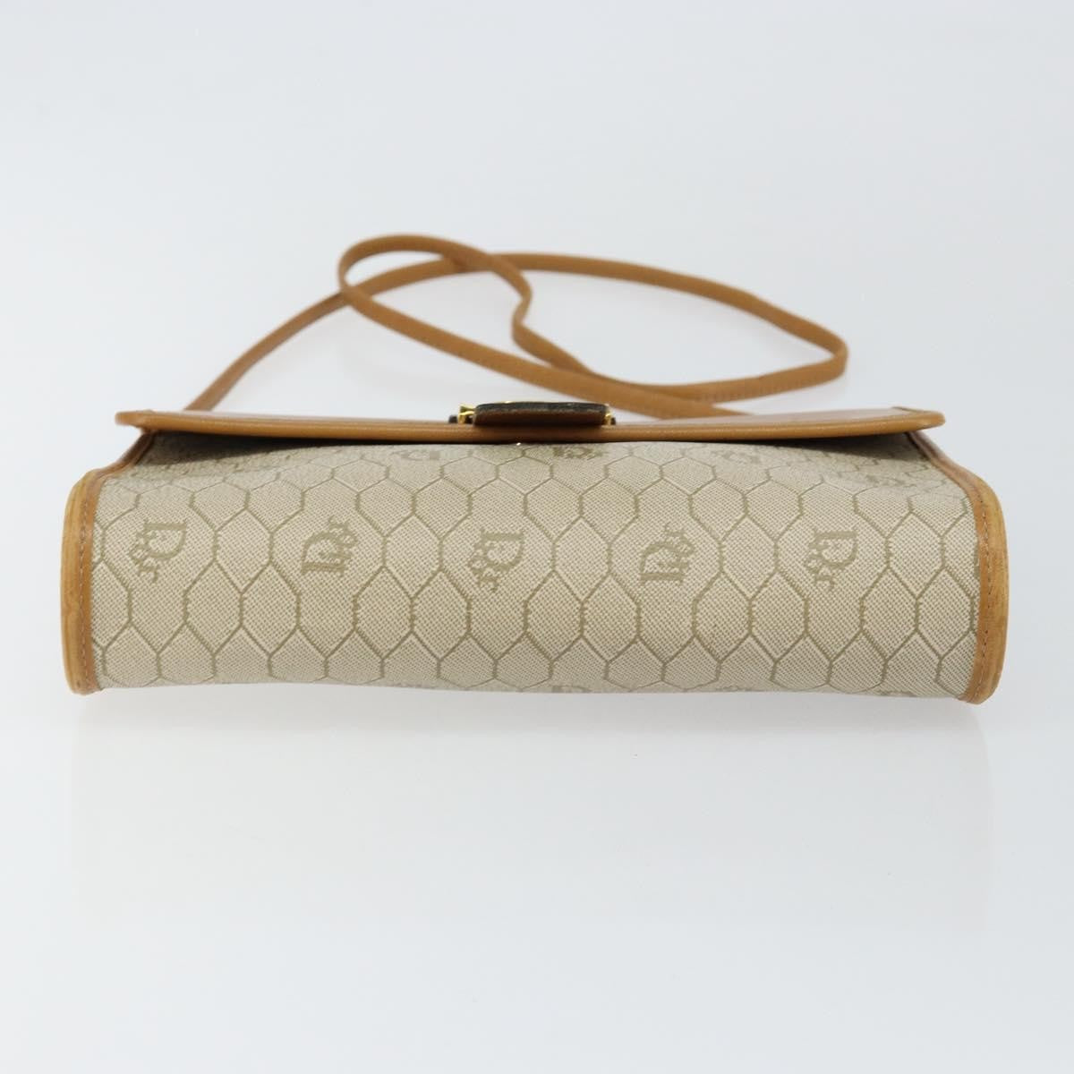 Christian Dior Vintage Honeycomb Flap Crossbody Bag Canvas And Leather Beige Canvas Shoulder Bag Bag (Pre-Owned)