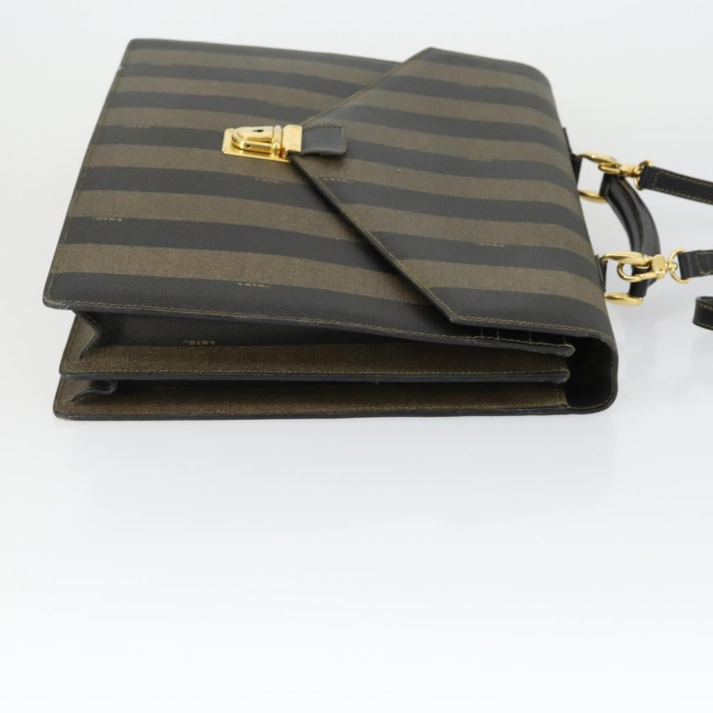 Fendi Vintage Pequin Briefcase Bag Coated Canvas Brown Canvas Briefcase Bag