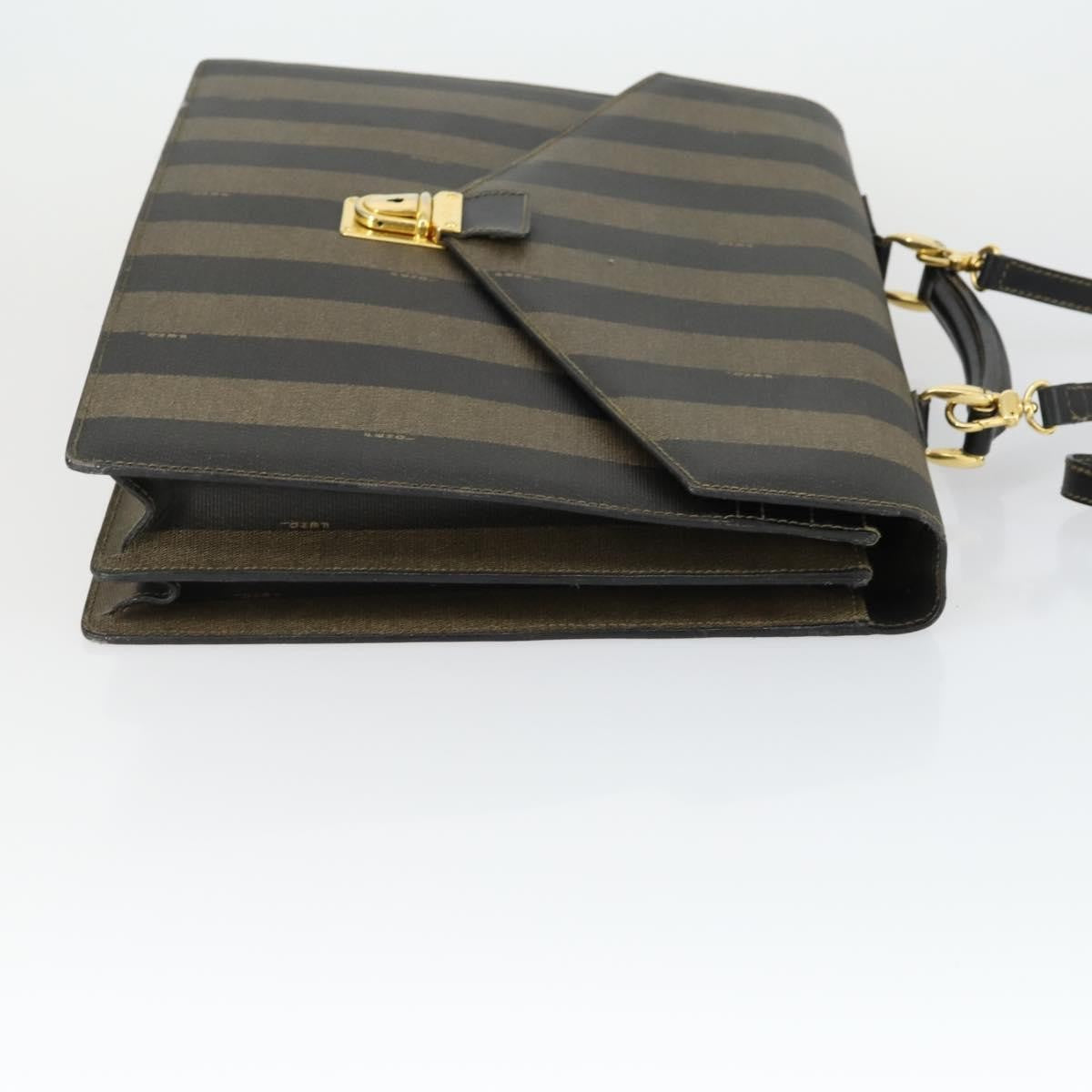 Fendi Vintage Pequin Briefcase Bag Coated Canvas Brown Canvas Briefcase Bag