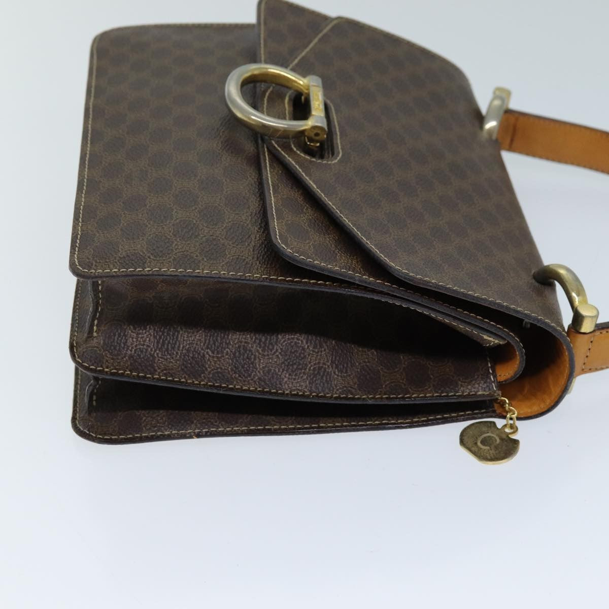 Celine Macadam Handbag Macadam With Leather Brown Canvas Handbag