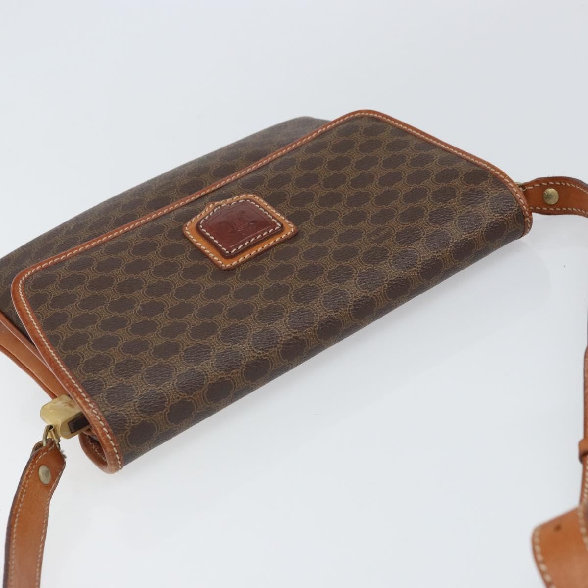 Celine Vintage Macadam Shoulder Bag Canvas And Leather Brown Canvas Shoulder Bag Bag