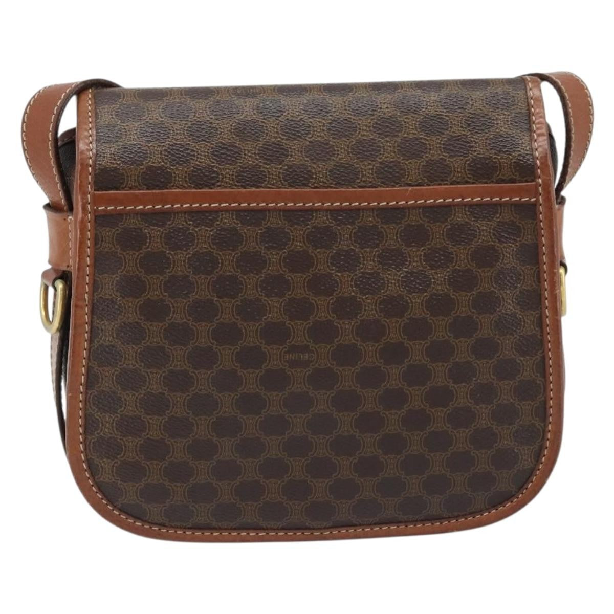 Celine Vintage Macadam Shoulder Bag Canvas And Leather Brown Pvc Shoulder Bag Bag