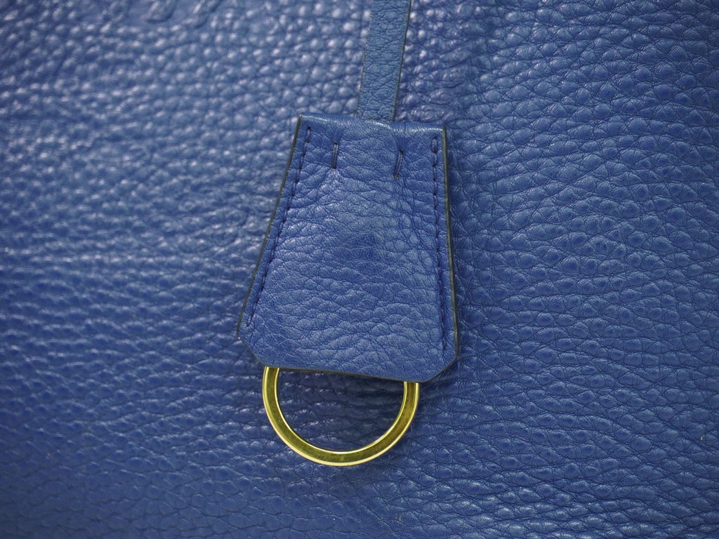 Prada Embossed Logo Open Tote Leather Blue Leather Tote Bag Bag