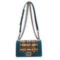 Chanel Boy Flap Bag Quilted Tweed With Velvet Blue Velvet Shoulder Bag Bag