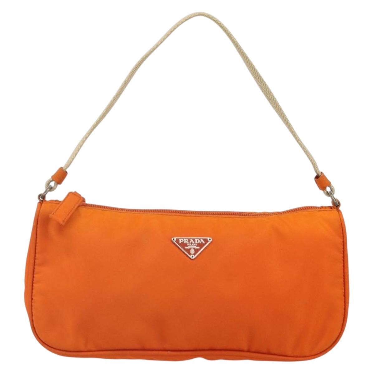 Prada Pochette Shoulder Bag Tessuto Orange Nylon Clutche & Pouche Bag