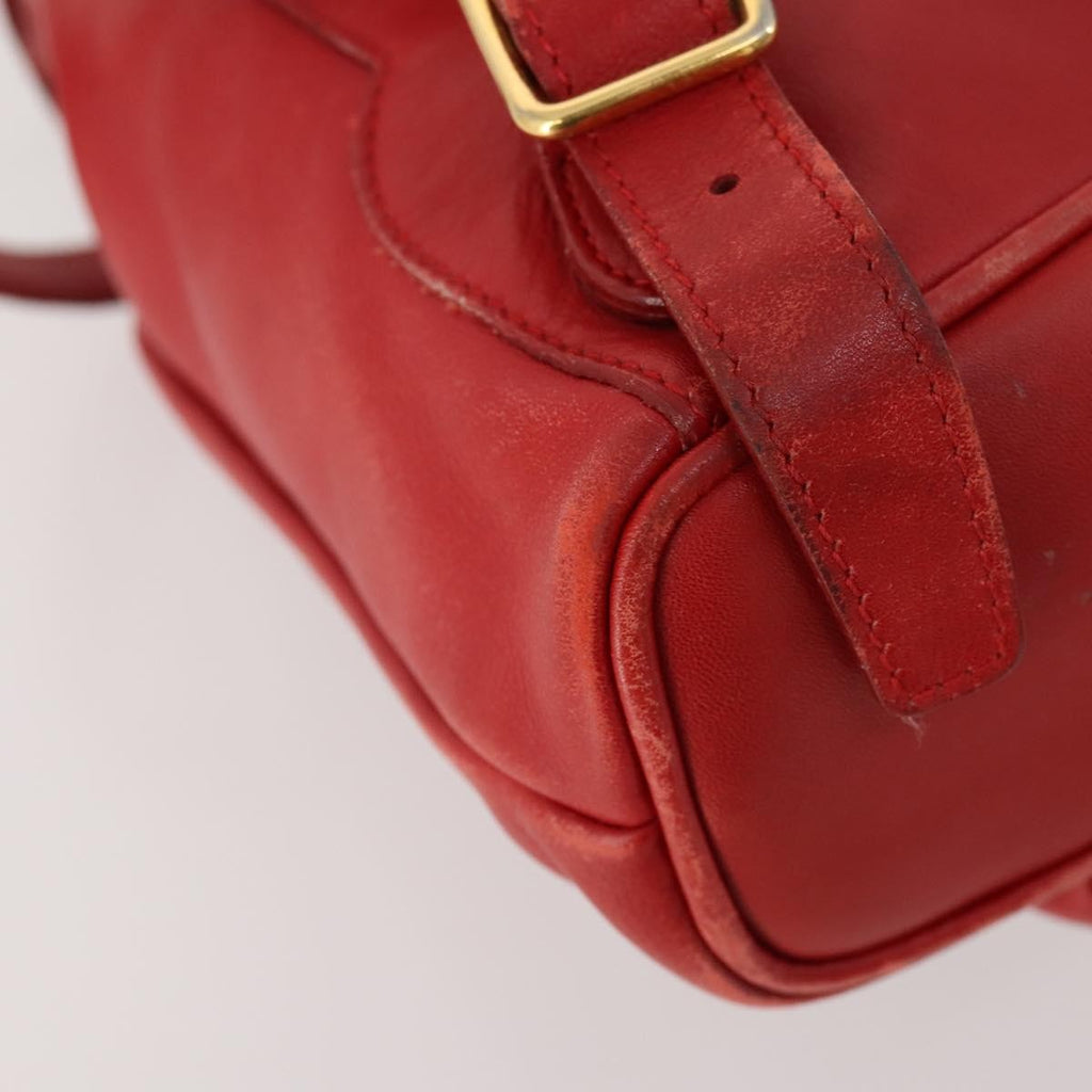 Gucci Vintage Bamboo Backpack Leather Red Leather Backpack Bag (Pre-Owned)