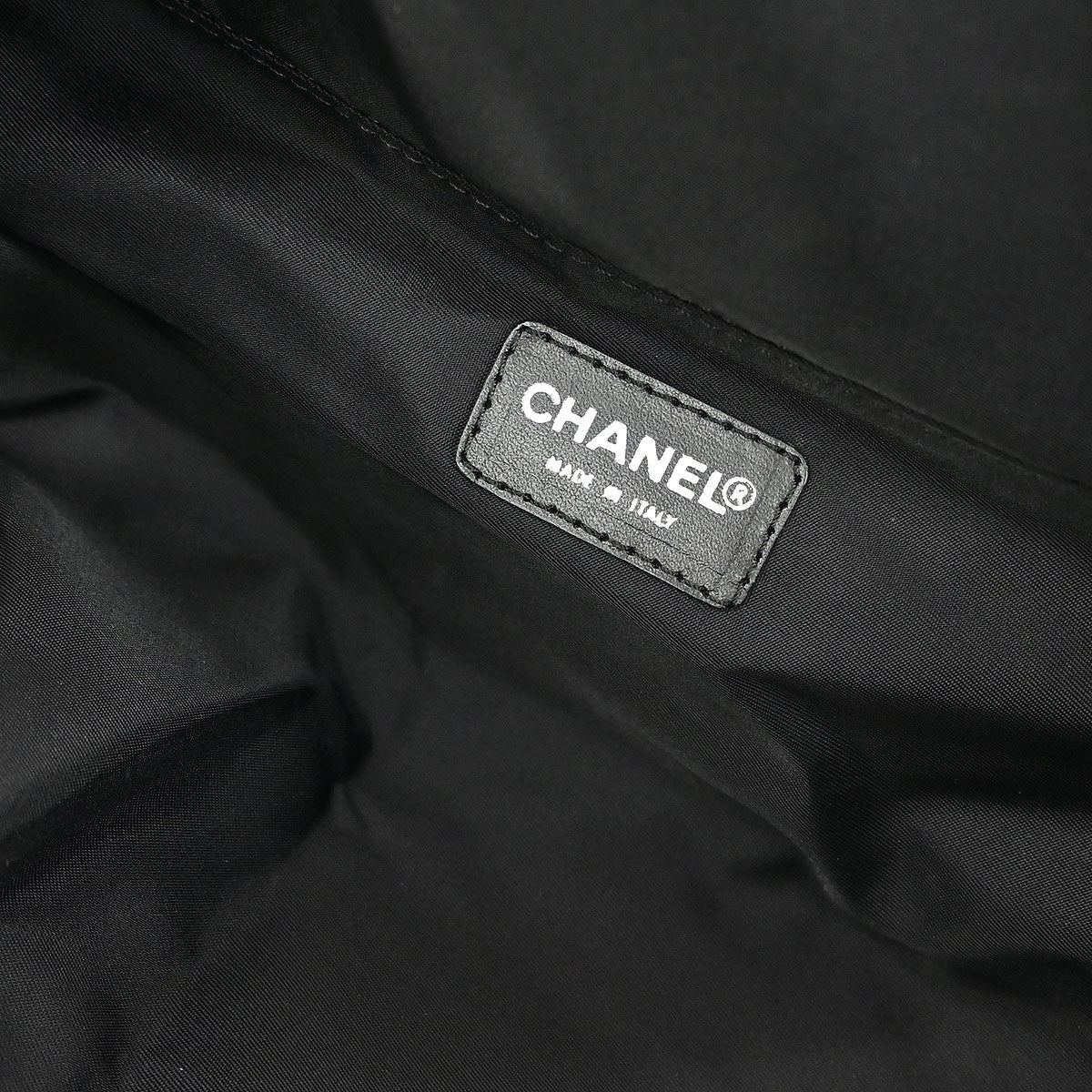 Chanel Travel Line Barrel Bag Nylon Black Nylon Handbag