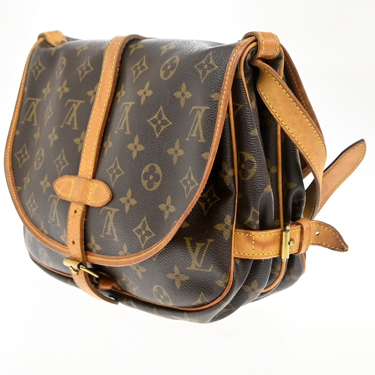 Louis Vuitton Saumur Handbag Monogram Canvas Brown Canvas Shoulder Bag