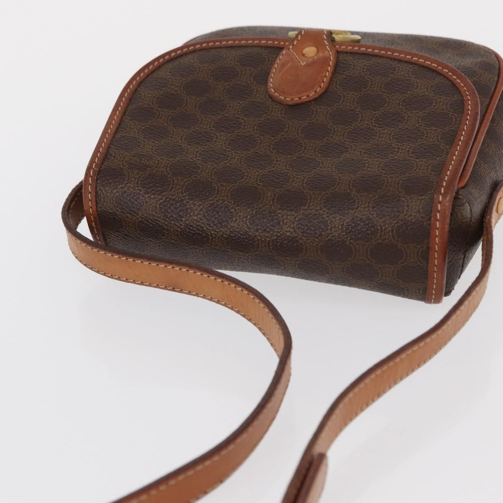 Celine Vintage Macadam Shoulder Bag Canvas And Leather Brown Canvas Shoulder Bag Bag