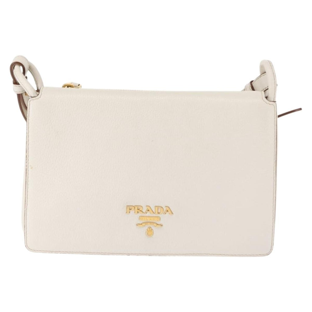 Prada Flap Crossbody Bag Vitello Daino White Leather Shoulder Bag Bag