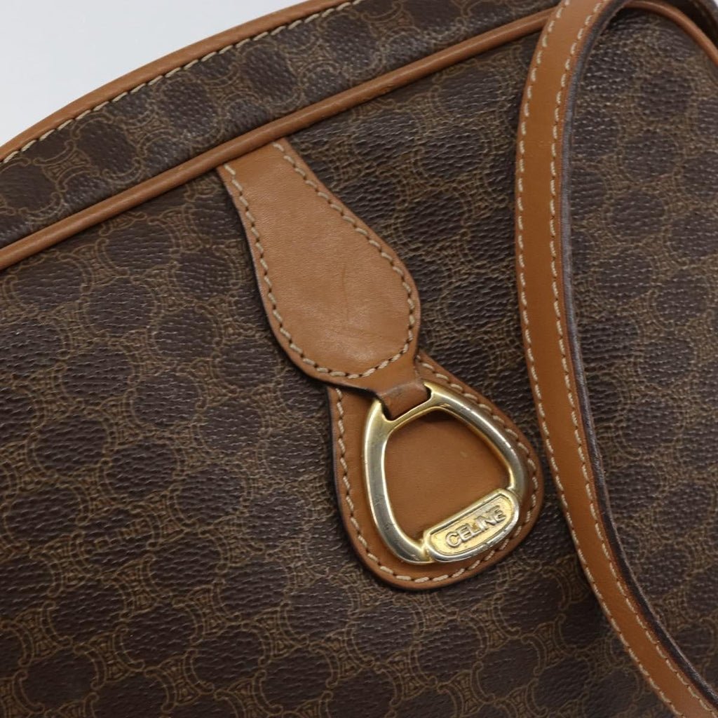 Celine Vintage Macadam Shoulder Bag Canvas And Leather Brown Canvas Shoulder Bag Bag