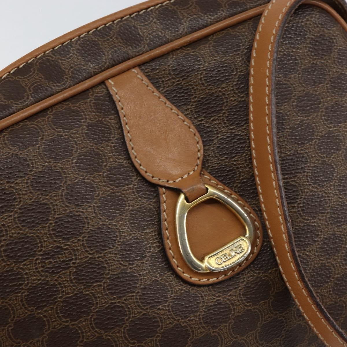 Celine Vintage Macadam Shoulder Bag Canvas And Leather Brown Canvas Shoulder Bag Bag