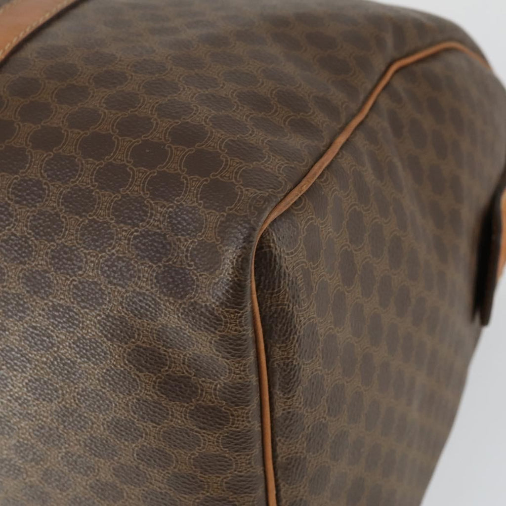 Celine Vintage Macadam Boston Bag Canvas And Leather Brown Pvc Travel Bag Bag