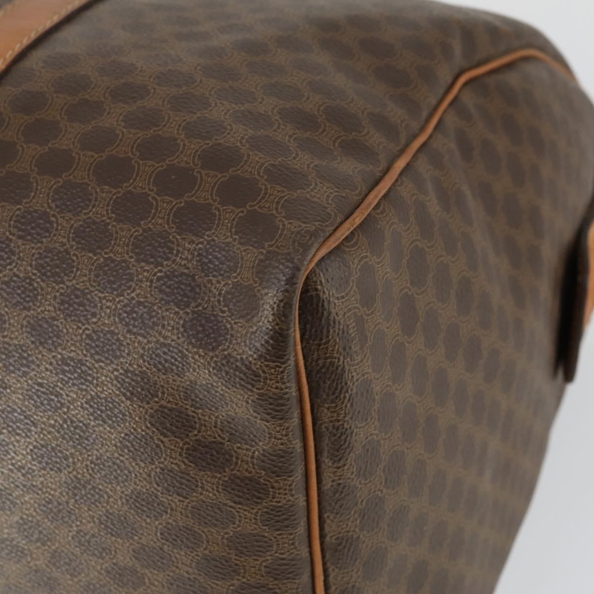 Celine Vintage Macadam Boston Bag Canvas And Leather Brown Pvc Travel Bag Bag