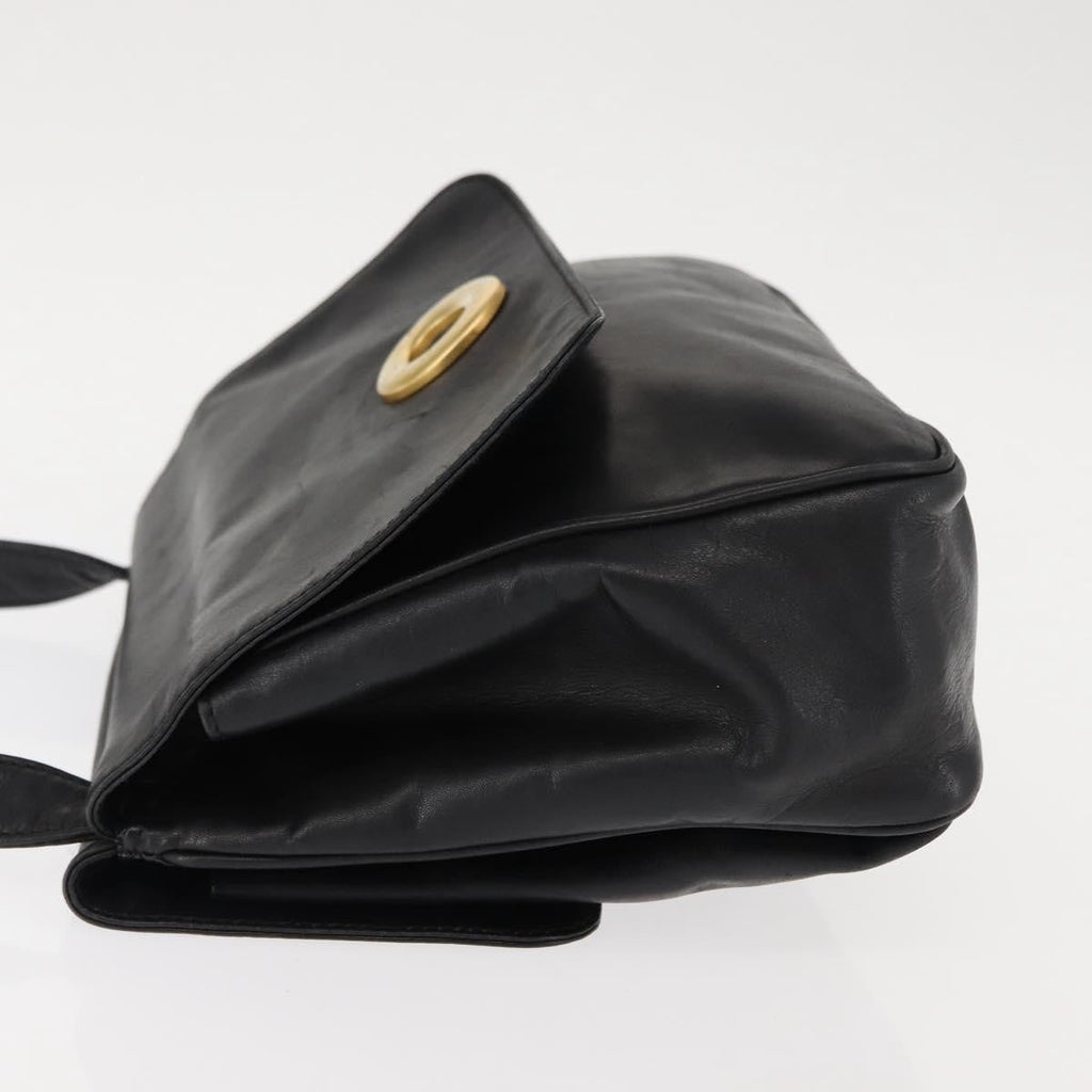 Celine Circle Logo Leather Black Leather Shoulder Bag Bag