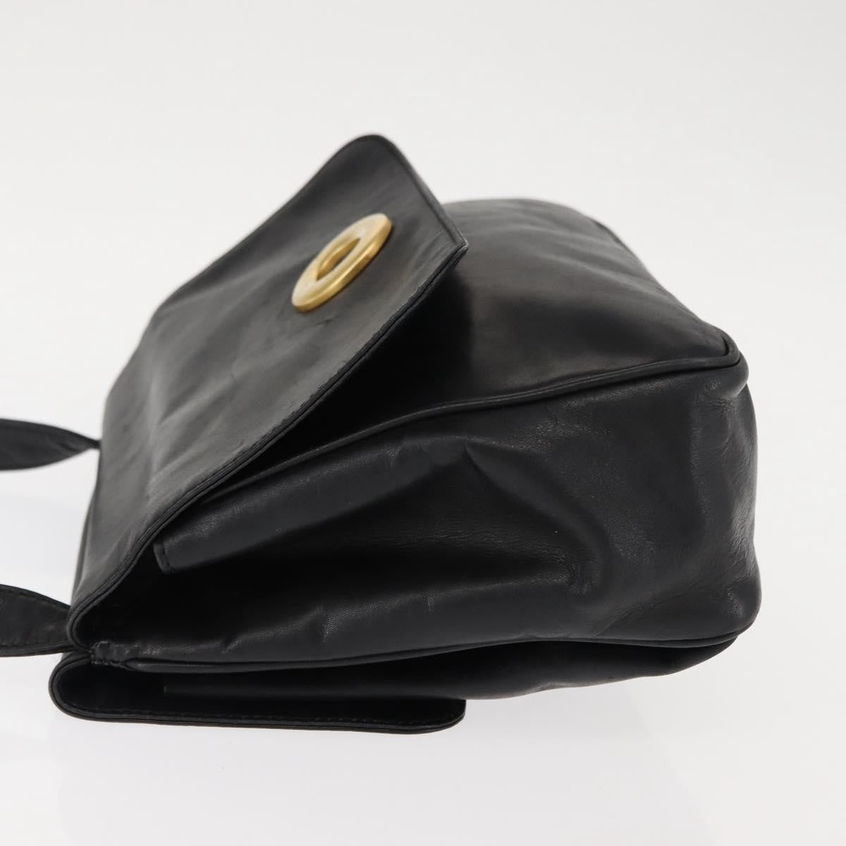 Celine Circle Logo Leather Black Leather Shoulder Bag Bag