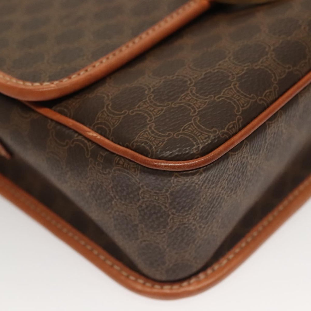 Celine Macadam Shoulder Bag Pvc Leather Brown Canvas Bag