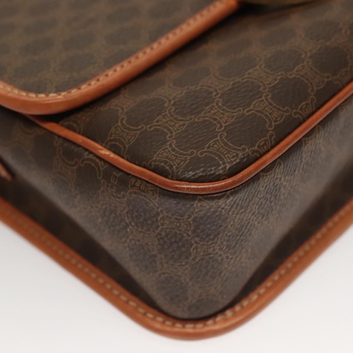 Celine Macadam Shoulder Bag Pvc Leather Brown Canvas Bag
