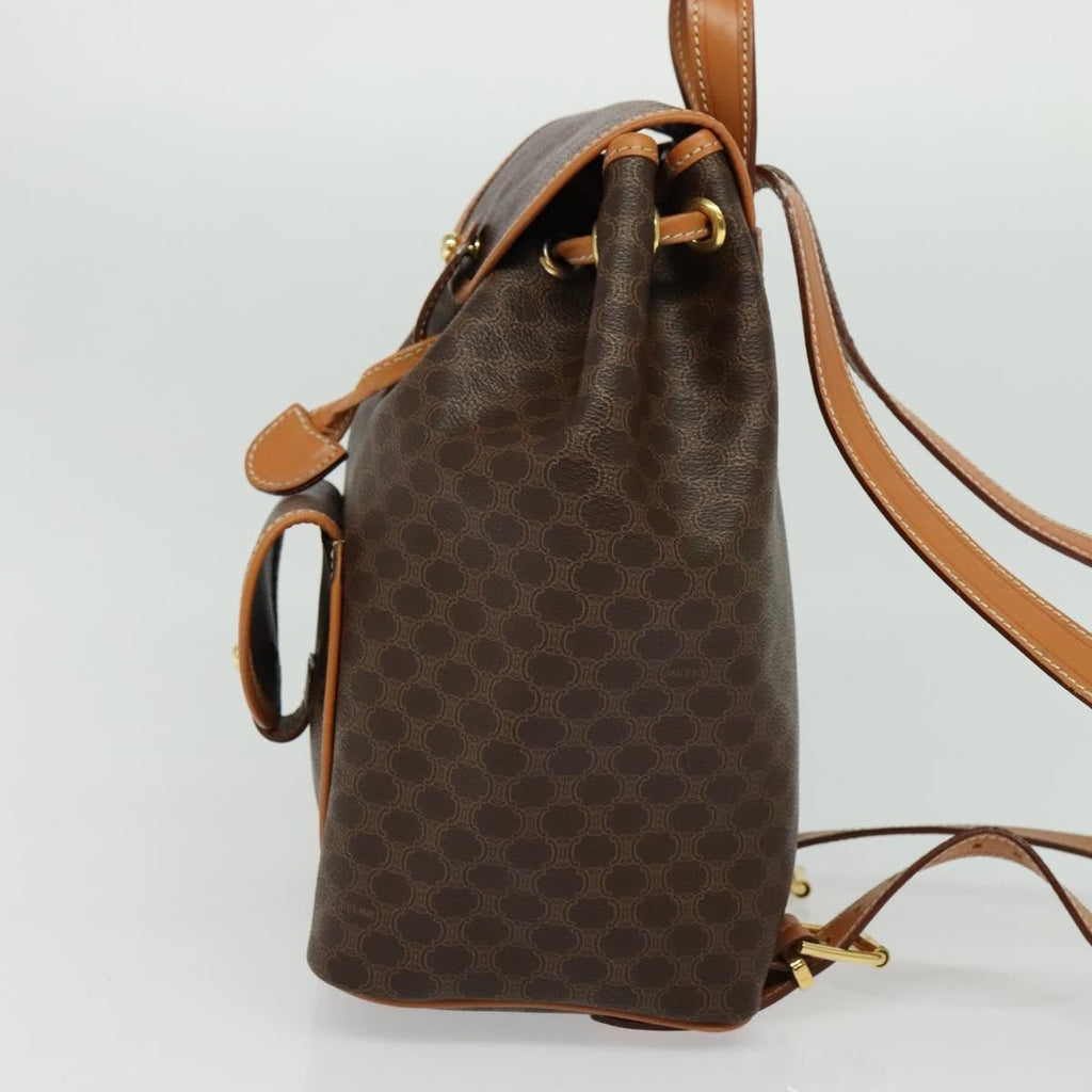Celine Vintage Macadam Backpack Canvas And Leather Brown Pvc Backpack Bag