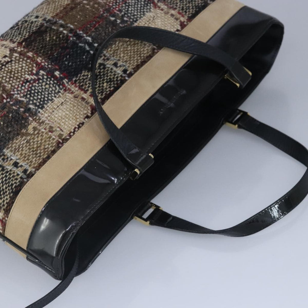 Burberry Nova Check Handbag Wool Beige Wool Handbag