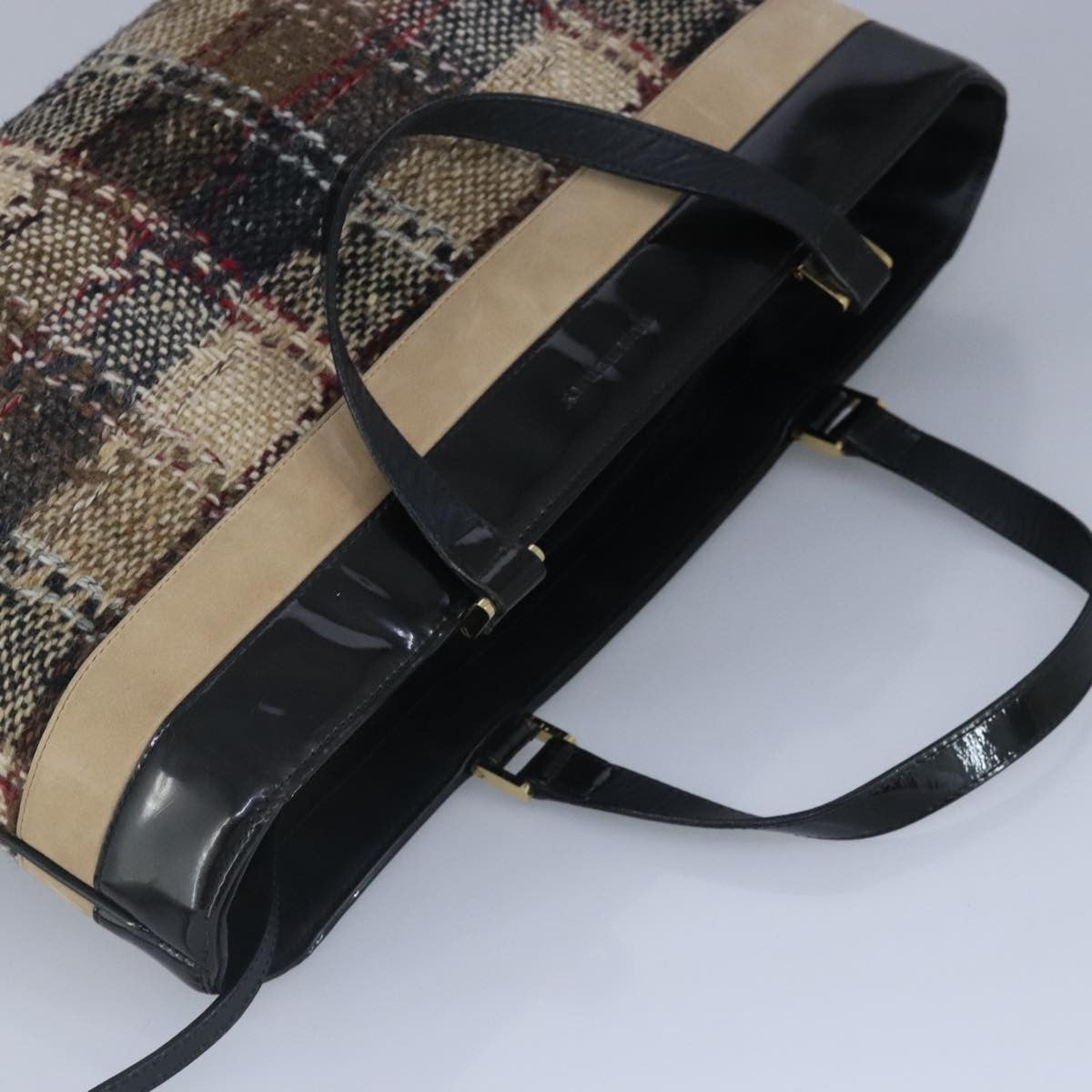 Burberry Nova Check Handbag Wool Beige Wool Handbag