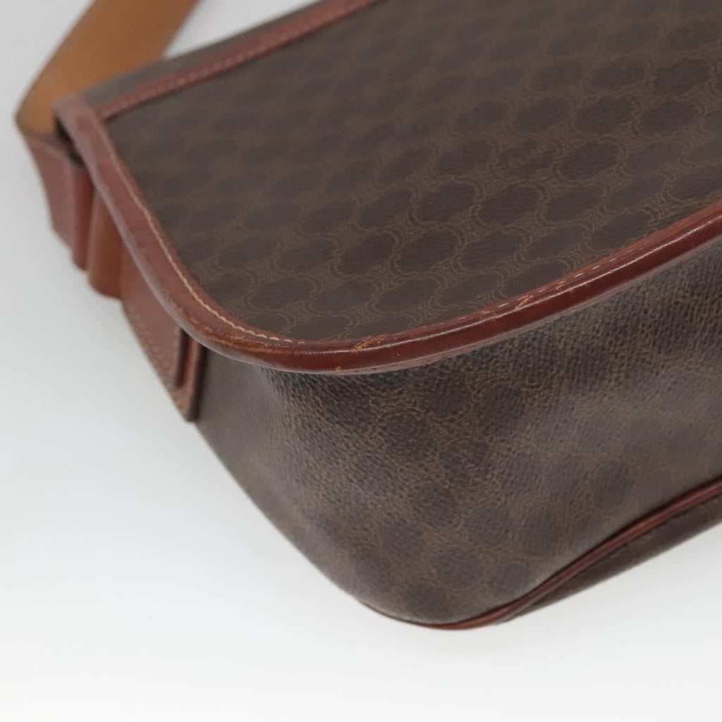 Celine Vintage Macadam Shoulder Bag Canvas And Leather Brown Canvas Shoulder Bag Bag