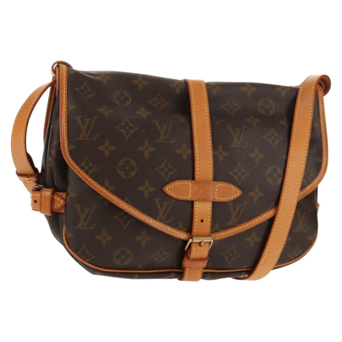 Louis Vuitton Saumur Handbag Monogram Canvas Brown Canvas Shoulder Bag