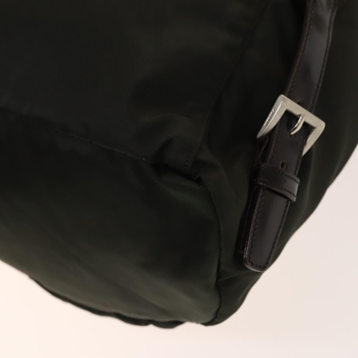 Prada Front Pocket Buckle Backpack Nylon Khaki Nylon Backpack Bag