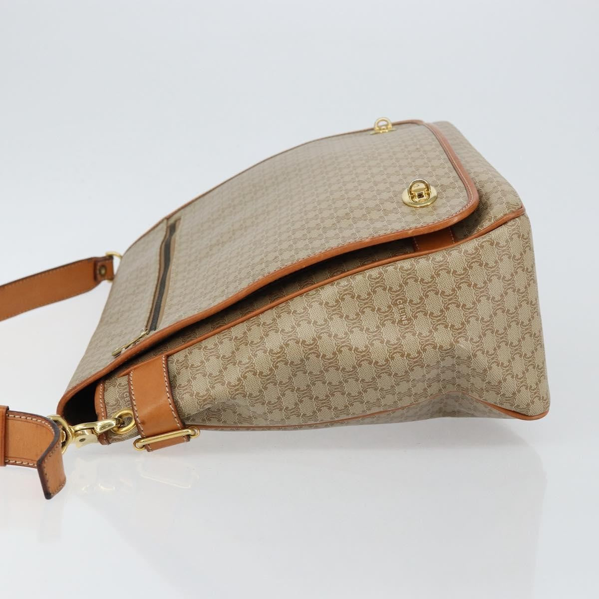 Celine Macadam Shoulder Bag Pvc Leather Beige Canvas Bag