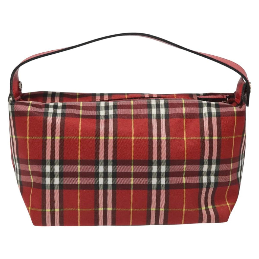 Burberry Nova Check Handbag Leather And Nylon Red Nylon Handbag