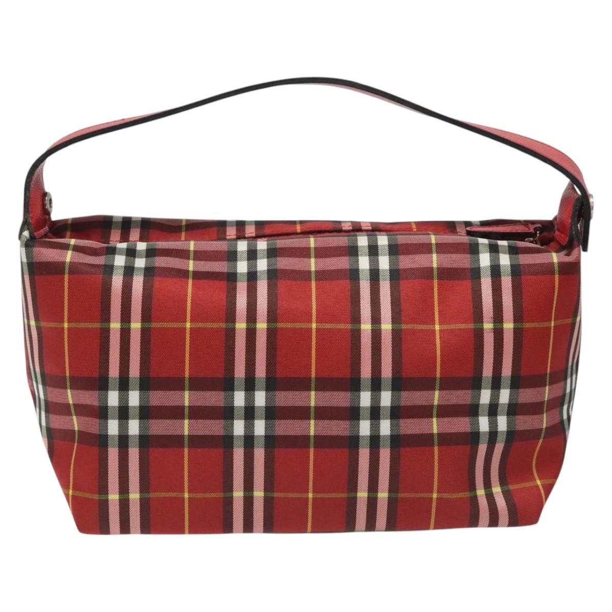 Burberry Nova Check Handbag Leather And Nylon Red Nylon Handbag