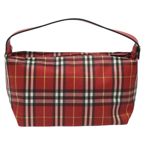 Burberry Nova Check Handbag Leather And Nylon Red Nylon Handbag