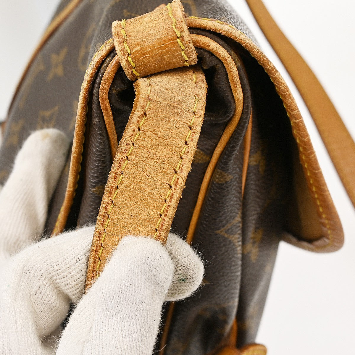Louis Vuitton Saumur Handbag Monogram Canvas Brown Canvas Shoulder Bag