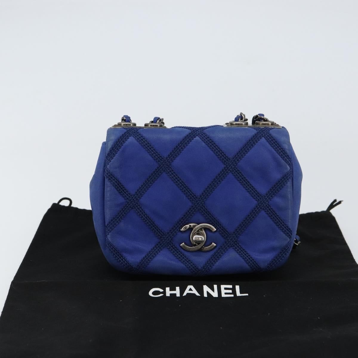 Chanel Diamond Stitch Chain Flap Bag Quilted Iridescent Calfskin Blue Leather Shoulder Bag Bag
