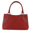 Gucci Vintage Ring Tote Gg Canvas With Leather Red Canvas Handbag (Pre-Owned)