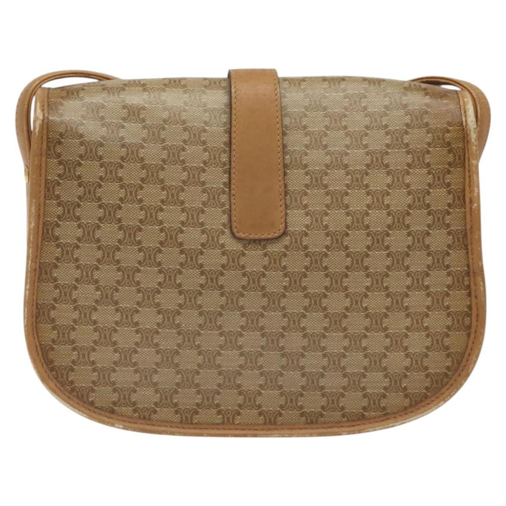 Celine Vintage Macadam Shoulder Bag Canvas And Leather Beige Canvas Shoulder Bag Bag