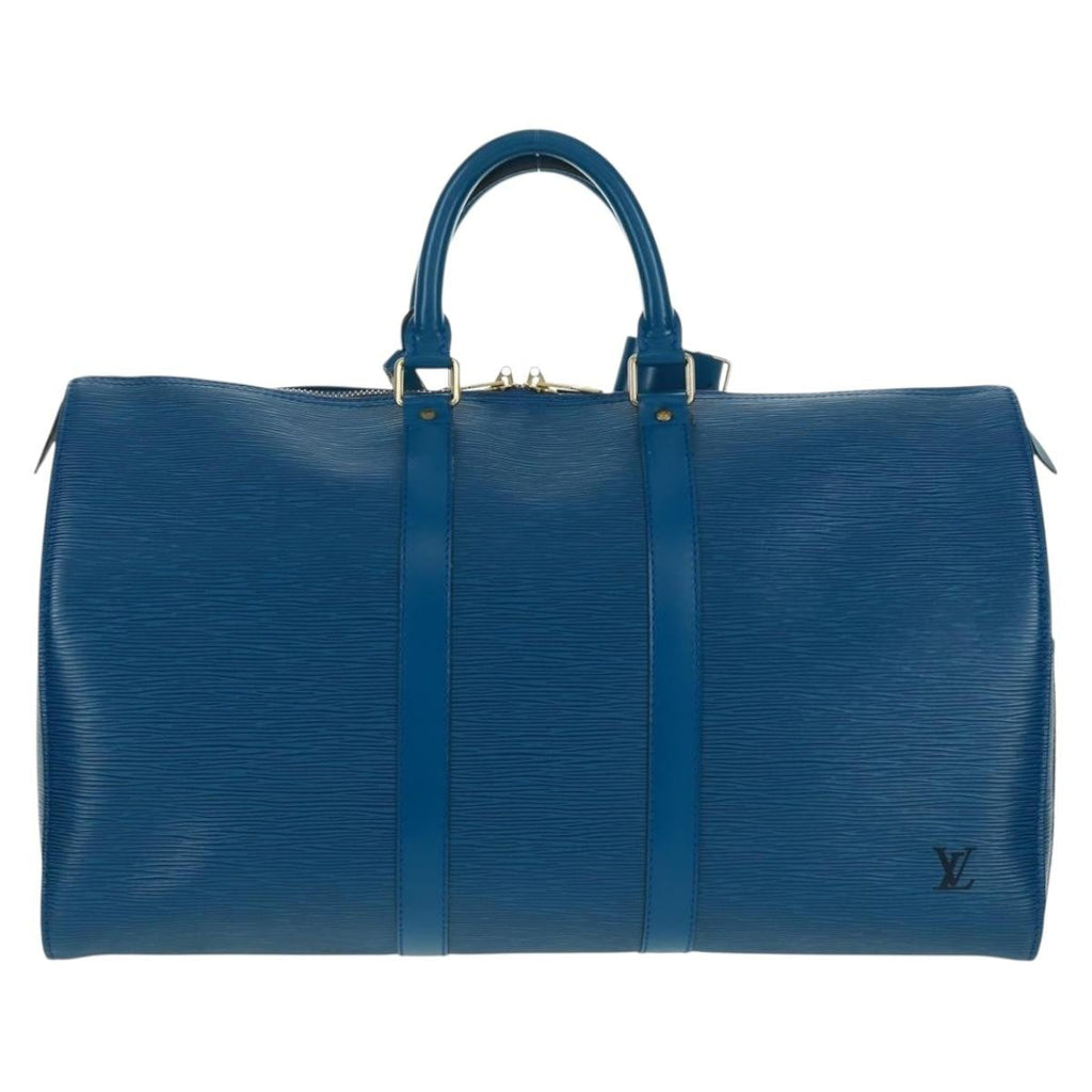 Louis Vuitton Keepall Bag Epi Leather Blue Leather Travel Bag