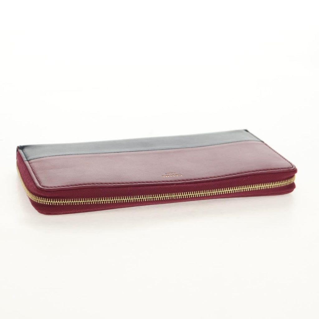 Celine Multifunction Flap Wallet Leather Burgundy Leather Wallets Accessory
