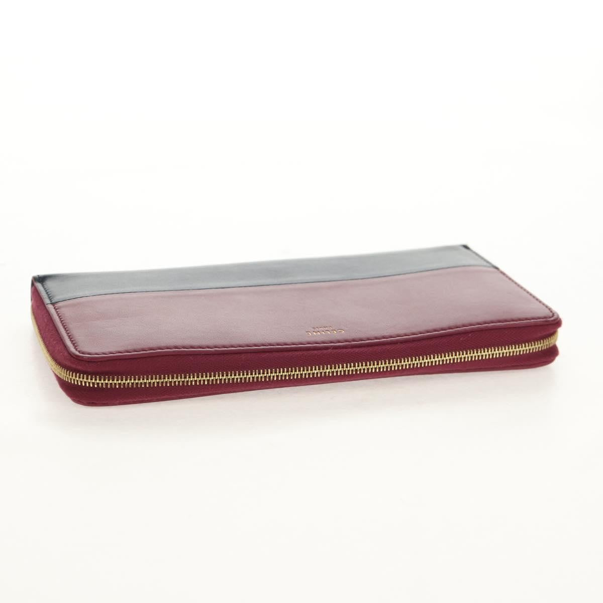 Celine Multifunction Flap Wallet Leather Burgundy Leather Wallets Accessory