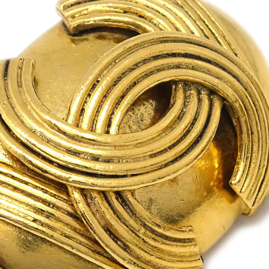 Chanel Vintage Cc Button Ovales Clip-On Earrings Gold-Plated Gold Gold_Plated Earrings Jewelry